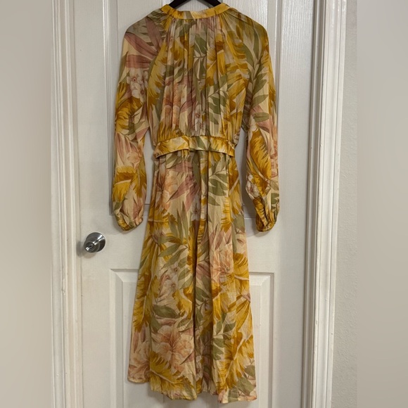 COS Floral Print V-Neck Midi Dress Yellow Sepia TENCEL Lyocell Size 4 US - Picture 5 of 9